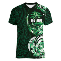 Betde Guam Chamorro Women V-Neck T-Shirt Guahan Seal Tattoo LT14 Female Green - Polynesian Pride