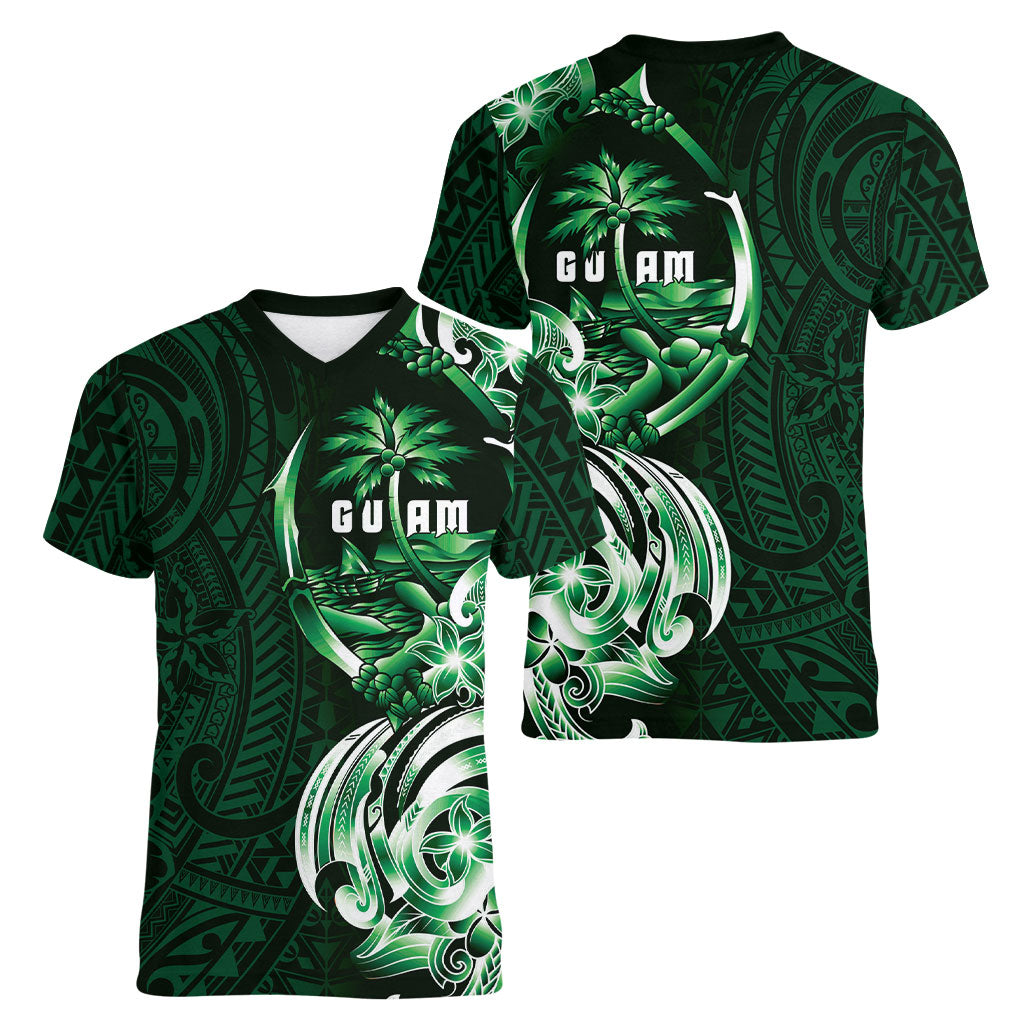 Betde Guam Chamorro Women V-Neck T-Shirt Guahan Seal Tattoo LT14 - Polynesian Pride