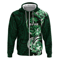 Betde Guam Chamorro Zip Hoodie Guahan Seal Tattoo LT14 Zip Hoodie Green - Polynesian Pride