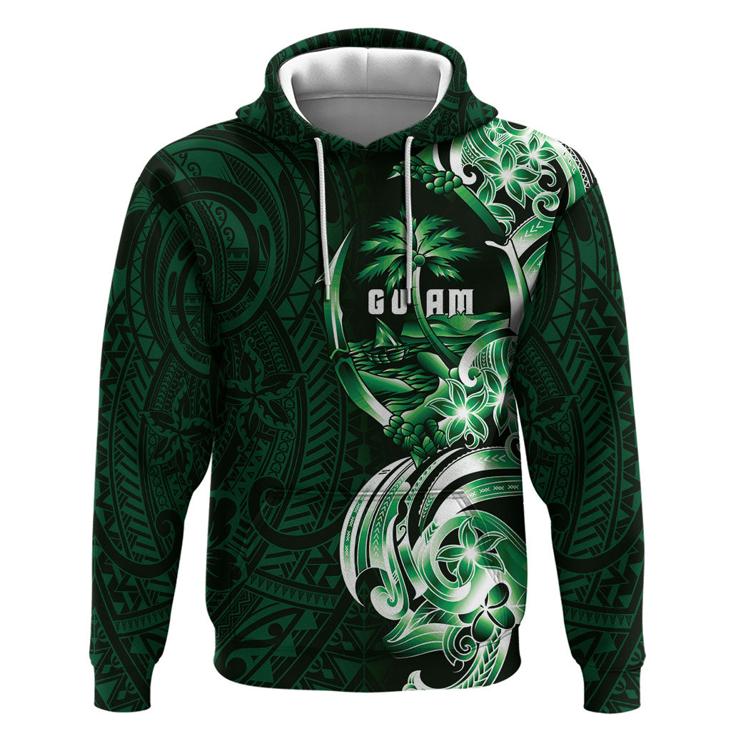 Betde Guam Chamorro Zip Hoodie Guahan Seal Tattoo LT14 Pullover Hoodie Green - Polynesian Pride