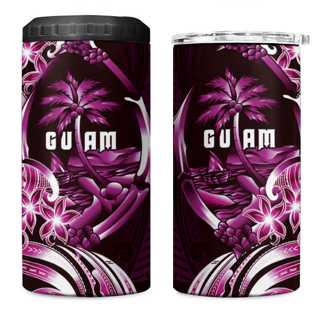 Kulot Di Rosa Guam Chamorro 4 in 1 Can Cooler Tumbler Guahan Seal Tattoo LT14 One Size: 16 oz Pink - Polynesian Pride