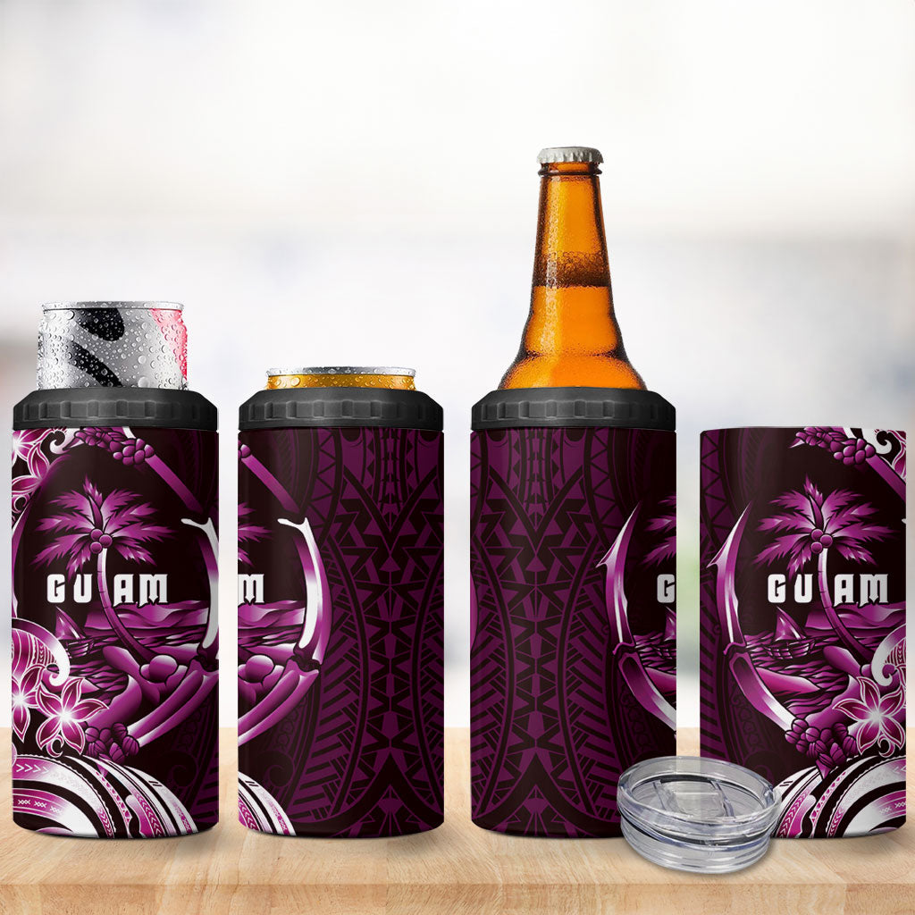 Kulot Di Rosa Guam Chamorro 4 in 1 Can Cooler Tumbler Guahan Seal Tattoo LT14 - Polynesian Pride
