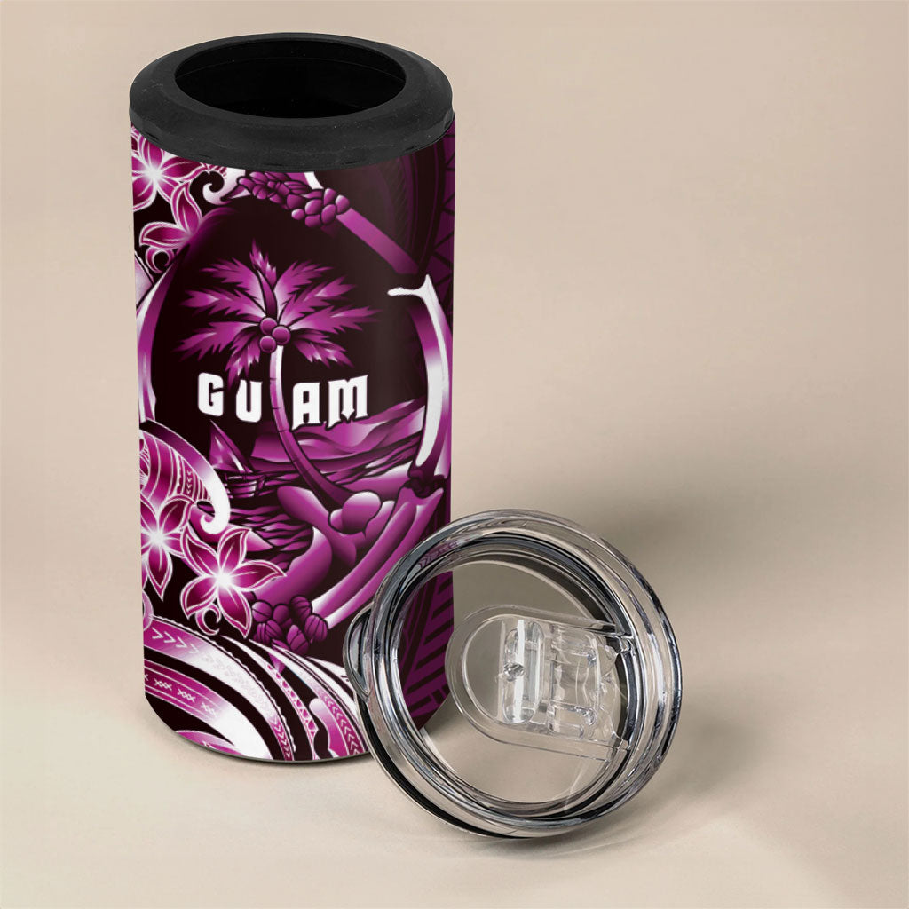 Kulot Di Rosa Guam Chamorro 4 in 1 Can Cooler Tumbler Guahan Seal Tattoo LT14 - Polynesian Pride
