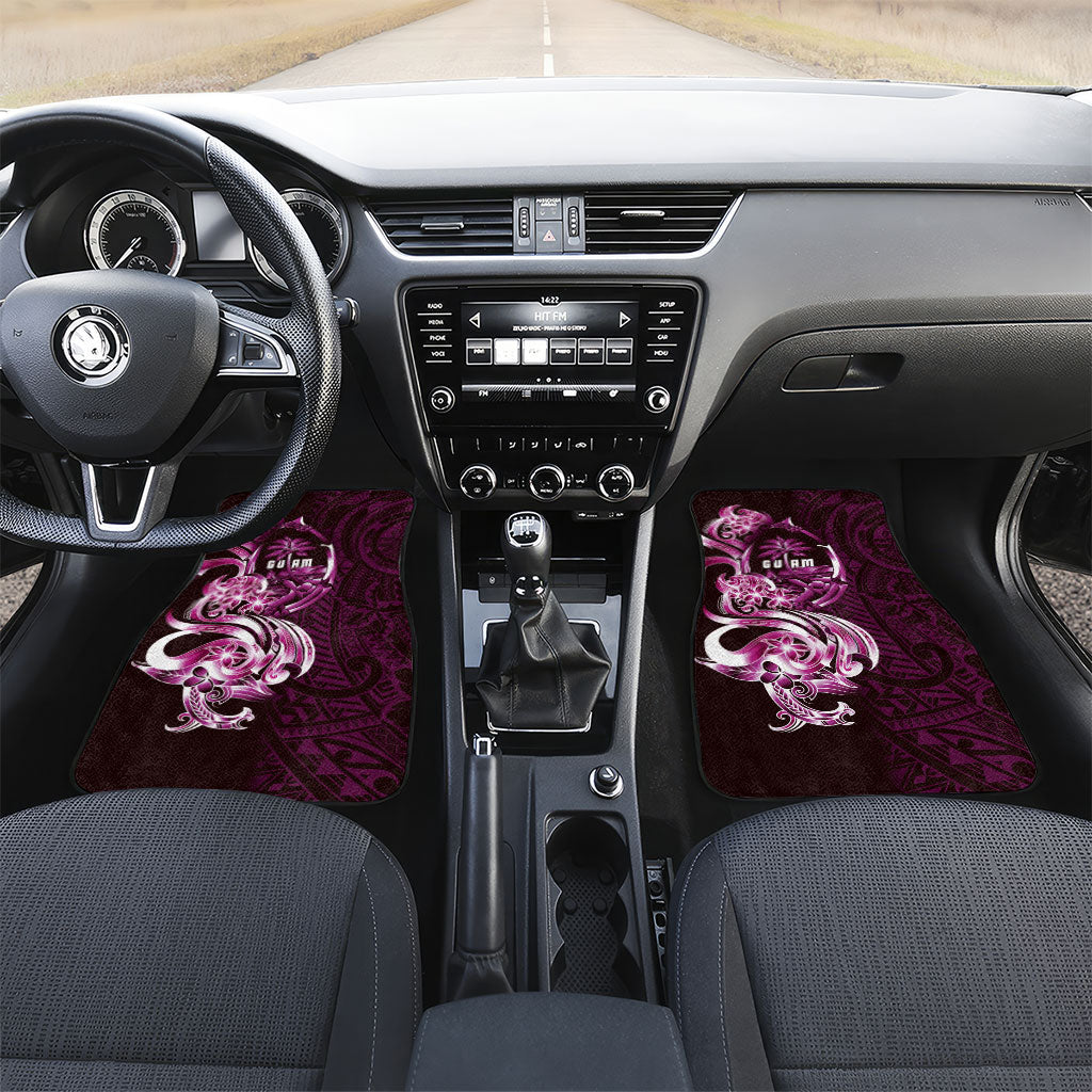 Kulot Di Rosa Guam Chamorro Car Mats Guahan Seal Tattoo LT14 Set 2pcs - Front Pink - Polynesian Pride