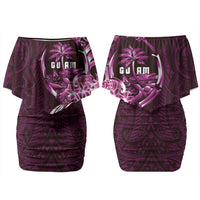Kulot Di Rosa Guam Chamorro Couples Matching Off Shoulder Short Dress and Long Sleeve Button Shirt Guahan Seal Tattoo LT14 - Polynesian Pride