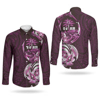 Kulot Di Rosa Guam Chamorro Couples Matching Short Sleeve Bodycon Dress and Long Sleeve Button Shirt Guahan Seal Tattoo LT14 - Polynesian Pride