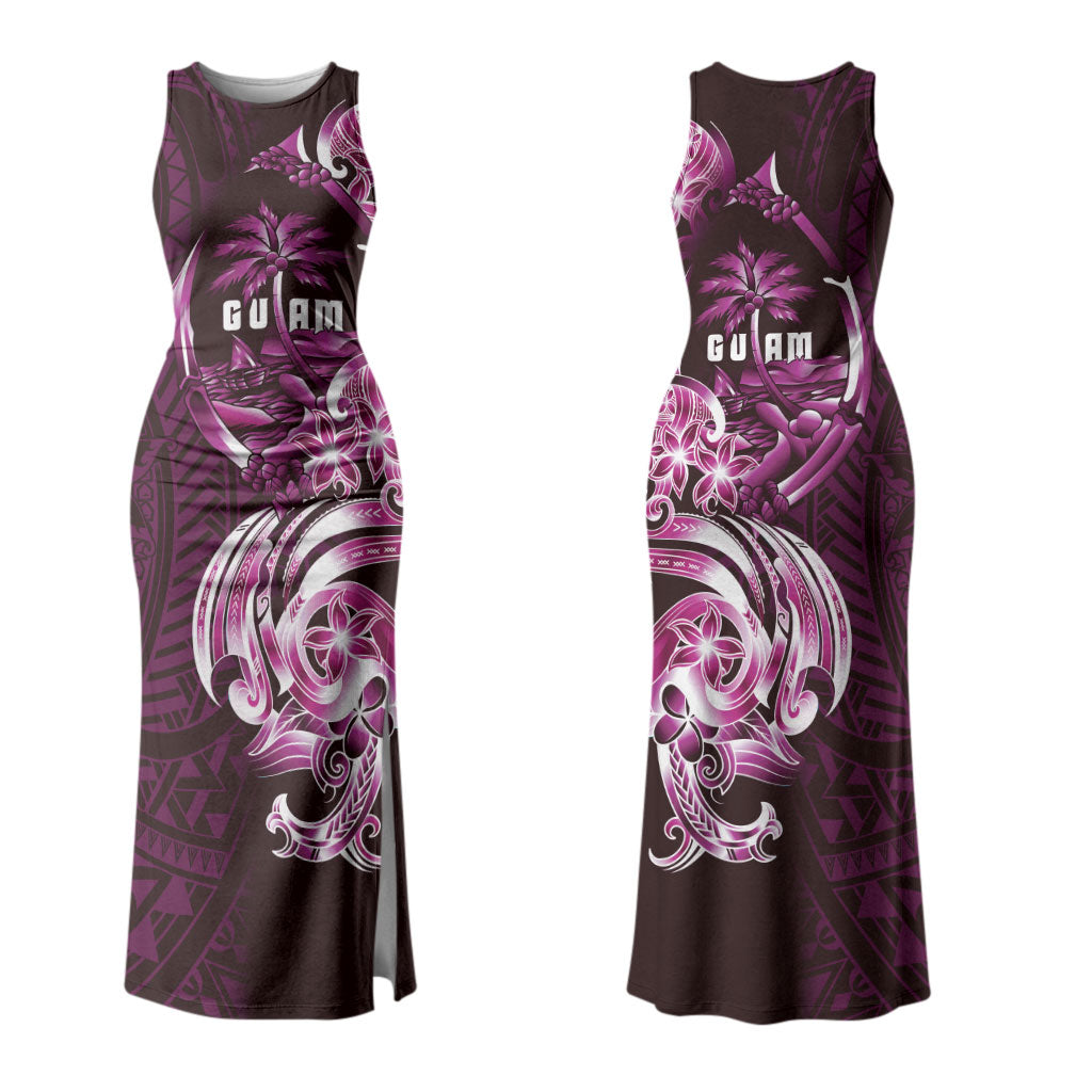 Kulot Di Rosa Guam Chamorro Couples Matching Tank Maxi Dress and Long Sleeve Button Shirt Guahan Seal Tattoo LT14 - Polynesian Pride