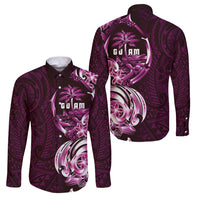 Kulot Di Rosa Guam Chamorro Family Matching Tank Maxi Dress and Hawaiian Shirt Guahan Seal Tattoo LT14 Dad's Shirt - Long Sleeve Pink - Polynesian Pride