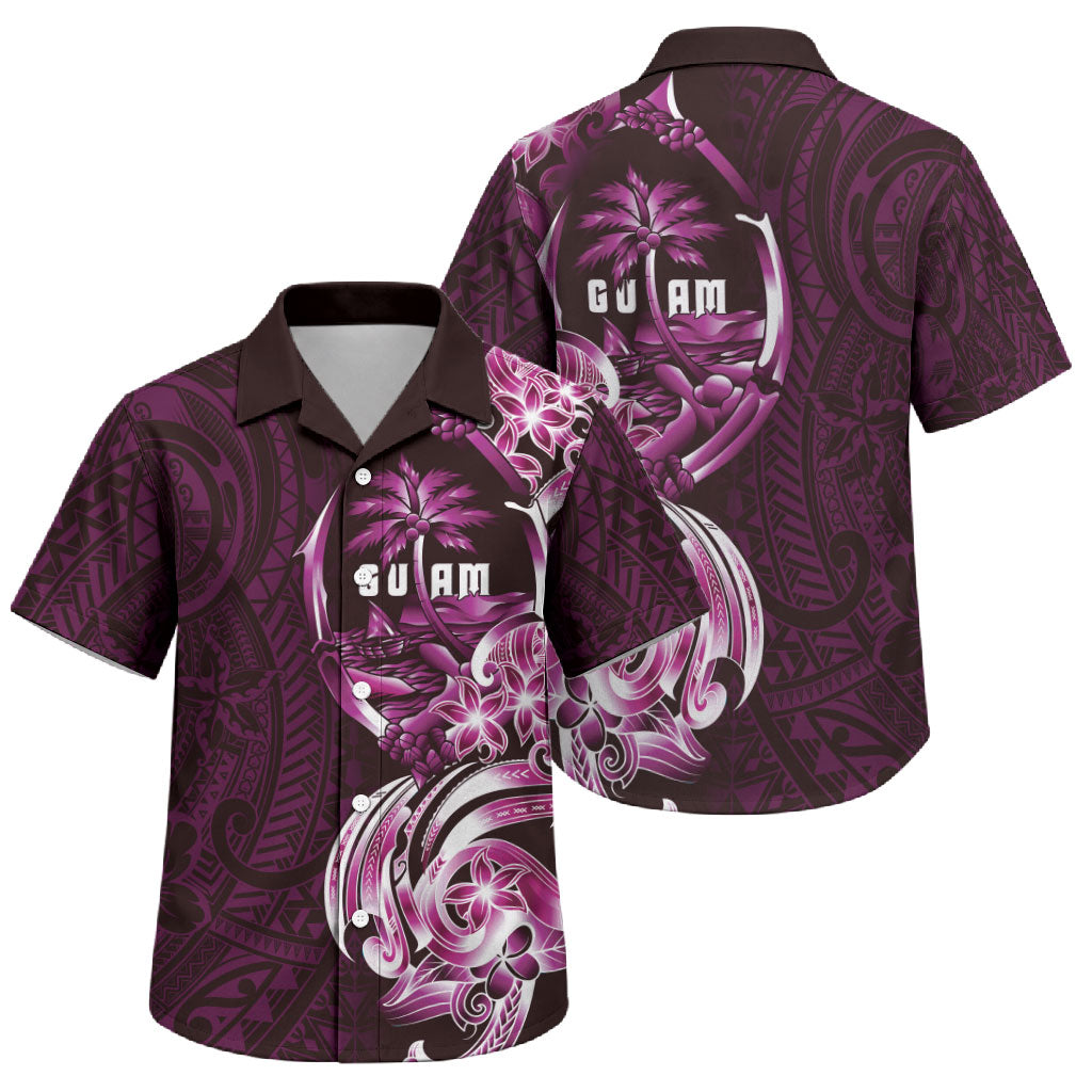 Kulot Di Rosa Guam Chamorro Family Matching Tank Maxi Dress and Hawaiian Shirt Guahan Seal Tattoo LT14 Son's Shirt Pink - Polynesian Pride