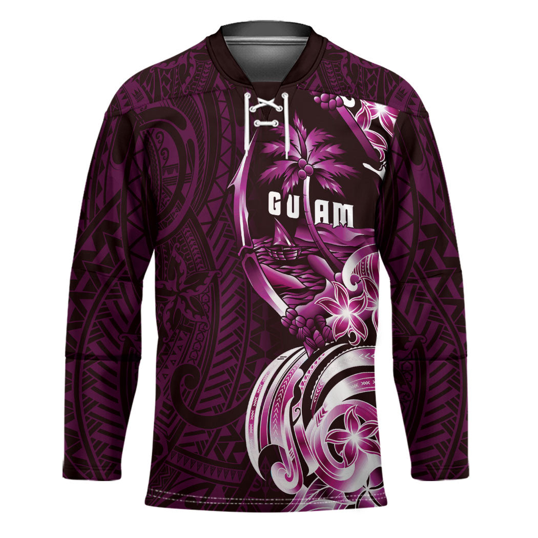 Kulot Di Rosa Guam Chamorro Hockey Jersey Guahan Seal Tattoo LT14 Unisex Pink - Polynesian Pride