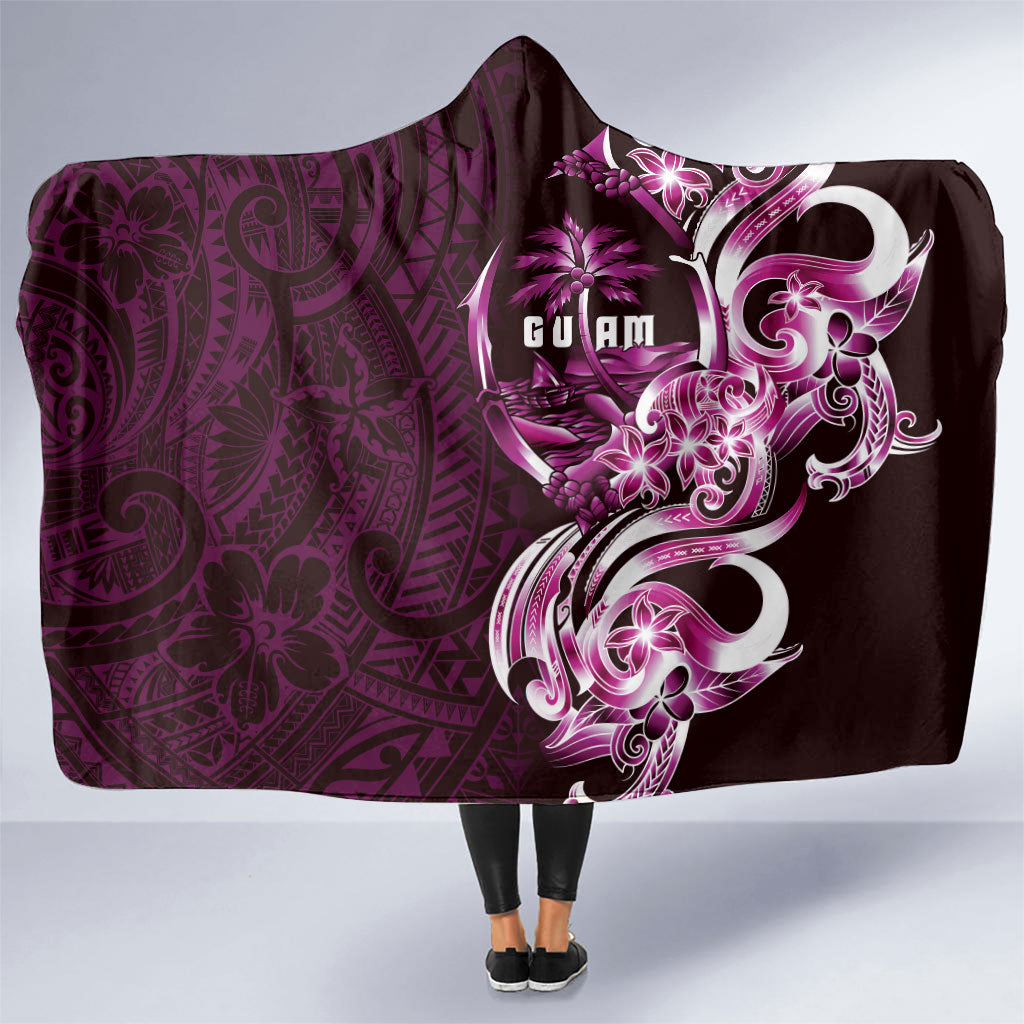 Kulot Di Rosa Guam Chamorro Hooded Blanket Guahan Seal Tattoo LT14 One Size Pink - Polynesian Pride
