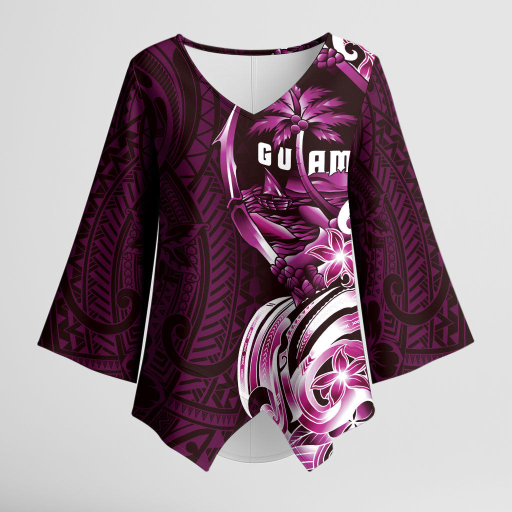 Kulot Di Rosa Guam Chamorro Kimono Sleeve Blouse Guahan Seal Tattoo LT14 Female Pink - Polynesian Pride