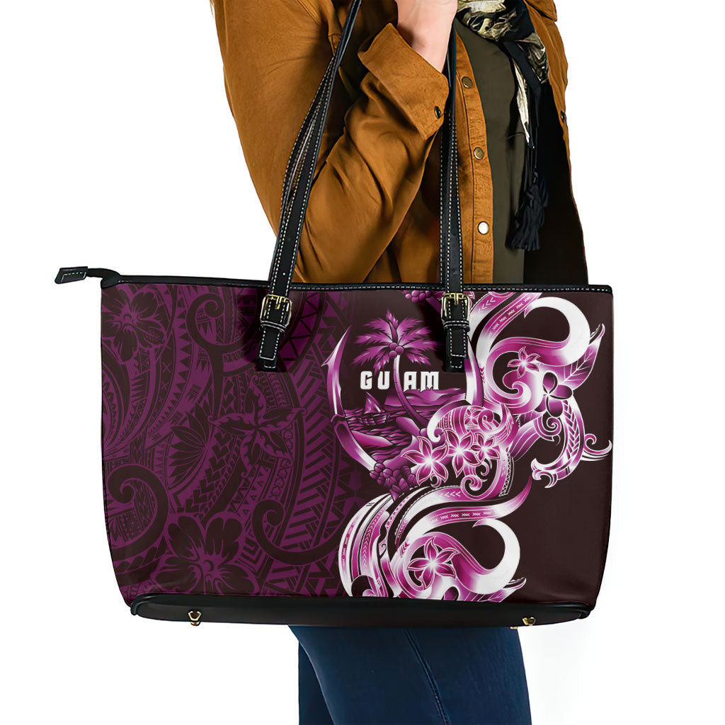 Kulot Di Rosa Guam Chamorro Leather Tote Bag Guahan Seal Tattoo LT14 - Polynesian Pride