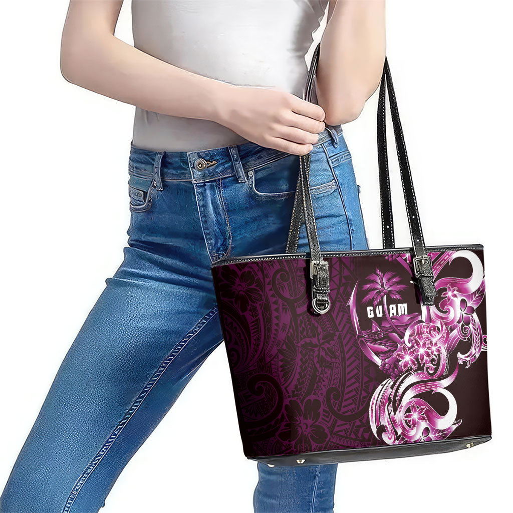 Kulot Di Rosa Guam Chamorro Leather Tote Bag Guahan Seal Tattoo LT14 - Polynesian Pride