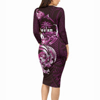 Kulot Di Rosa Guam Chamorro Long Sleeve Bodycon Dress Guahan Seal Tattoo LT14 - Polynesian Pride