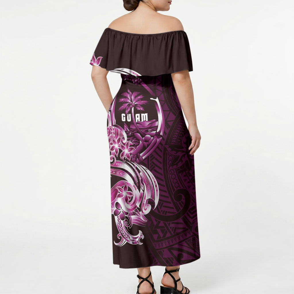Kulot Di Rosa Guam Chamorro Off Shoulder Maxi Dress Guahan Seal Tattoo LT14 - Polynesian Pride
