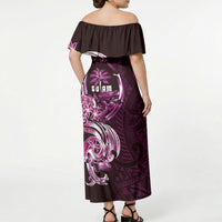Kulot Di Rosa Guam Chamorro Off Shoulder Maxi Dress Guahan Seal Tattoo LT14 - Polynesian Pride
