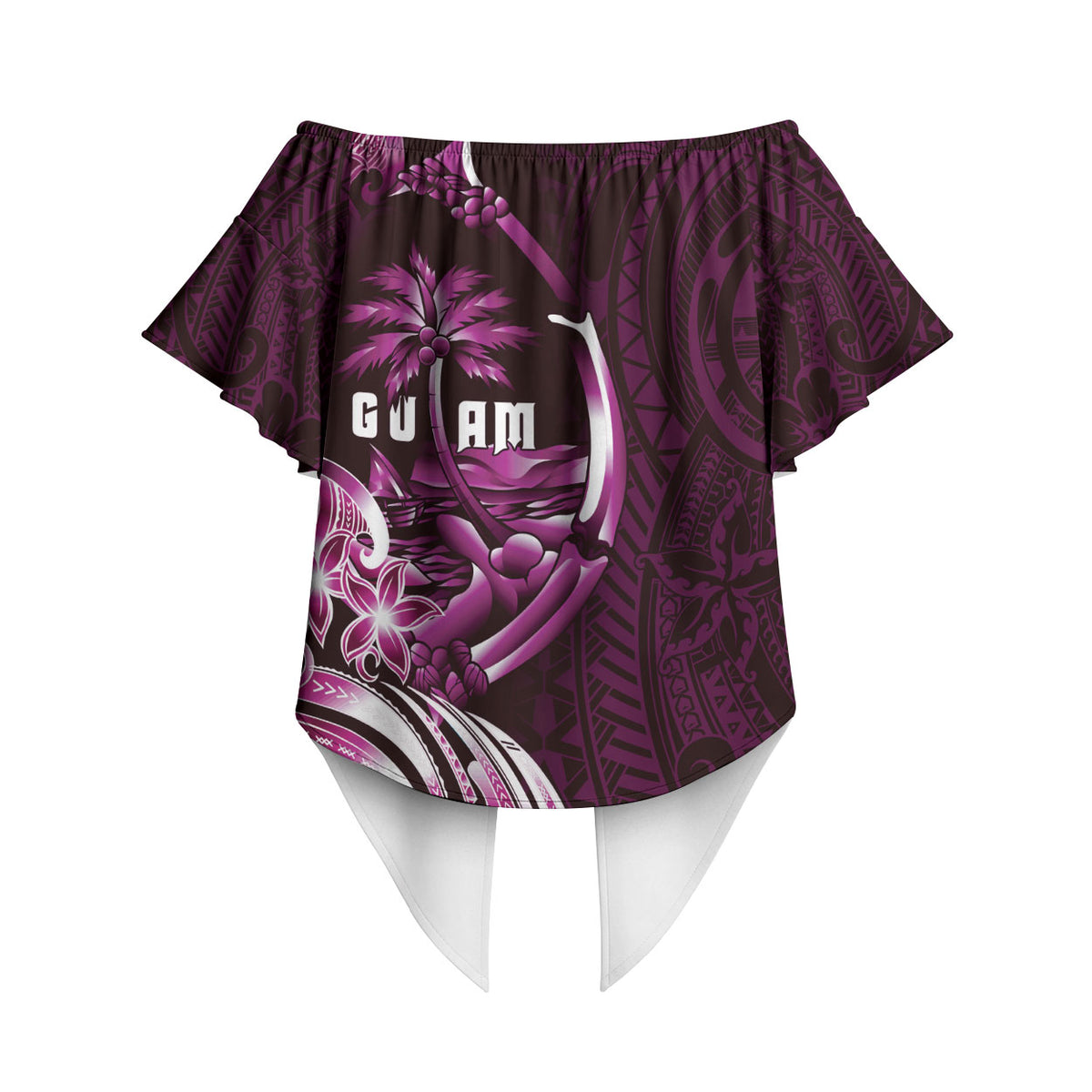 Kulot Di Rosa Guam Chamorro Off Shoulder Wrap Waist Top Guahan Seal Tattoo LT14 - Polynesian Pride