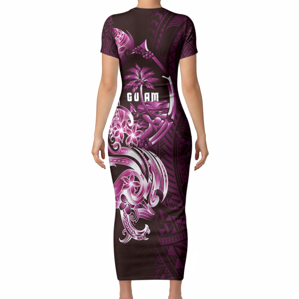 Kulot Di Rosa Guam Chamorro Short Sleeve Bodycon Dress Guahan Seal Tattoo LT14 - Polynesian Pride