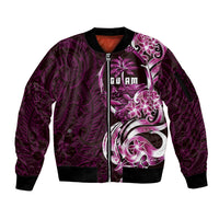 Kulot Di Rosa Guam Chamorro Sleeve Zip Bomber Jacket Guahan Seal Tattoo LT14 Unisex Pink - Polynesian Pride