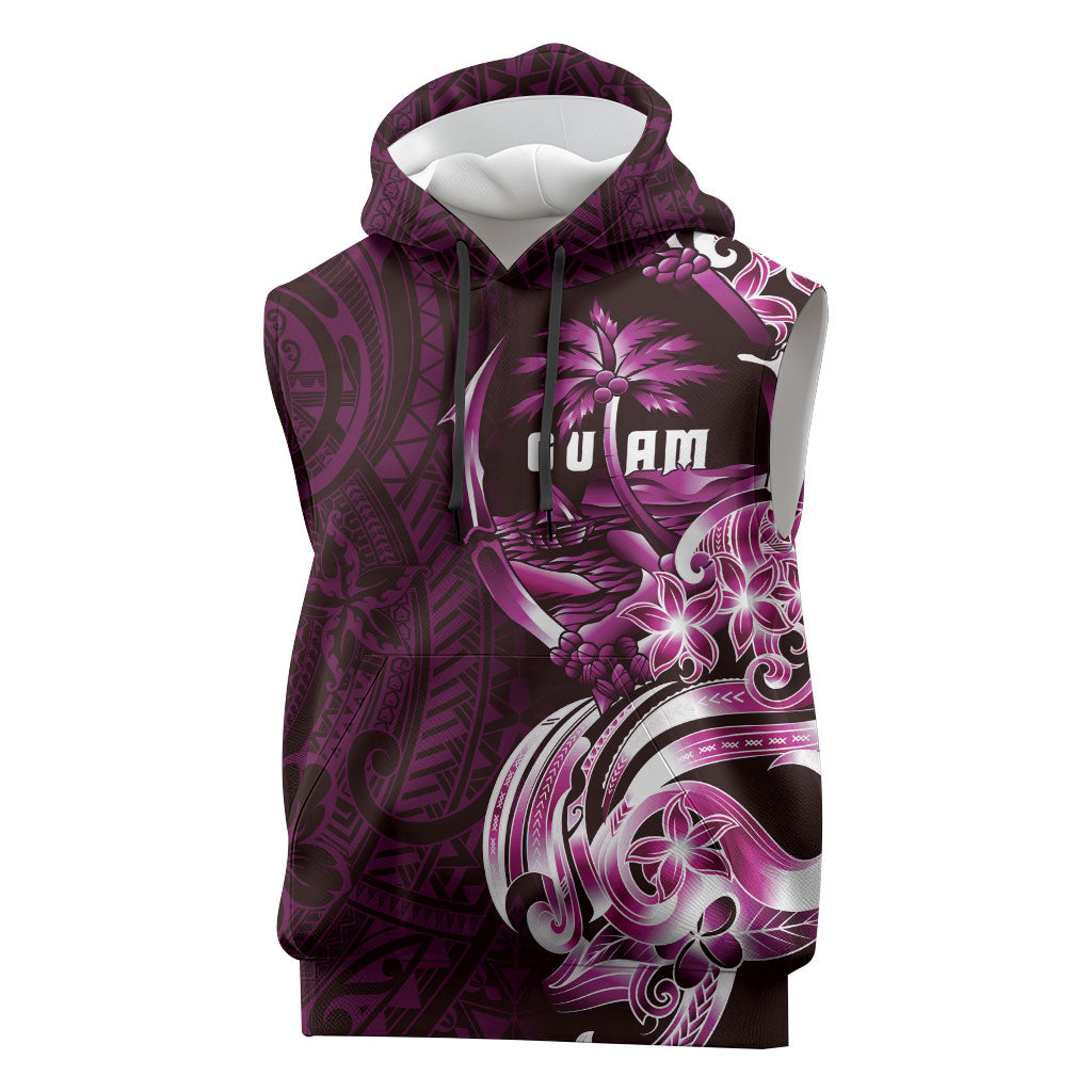 Kulot Di Rosa Guam Chamorro Sleeveless Hoodie Guahan Seal Tattoo LT14 Pink - Polynesian Pride