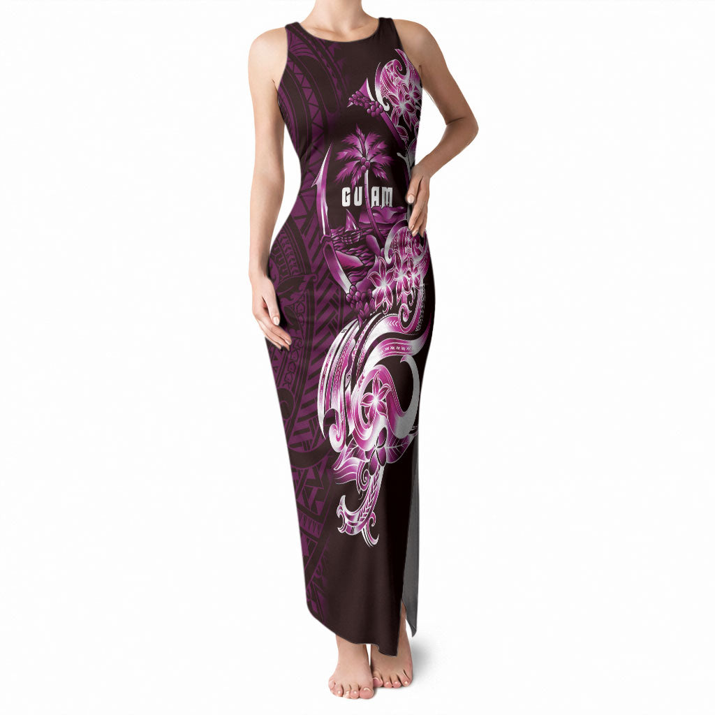 Kulot Di Rosa Guam Chamorro Tank Maxi Dress Guahan Seal Tattoo LT14 Women Pink - Polynesian Pride