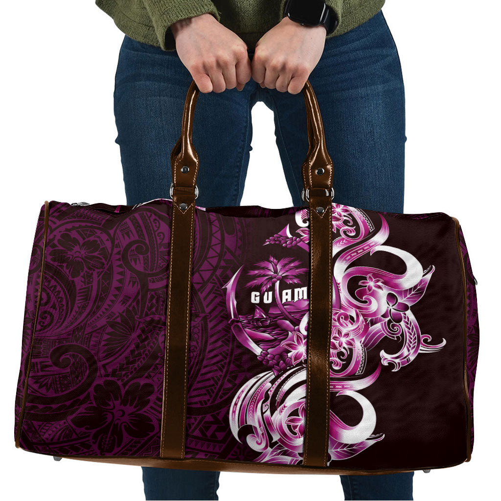 Kulot Di Rosa Guam Chamorro Travel Bag Guahan Seal Tattoo LT14 Pink - Polynesian Pride