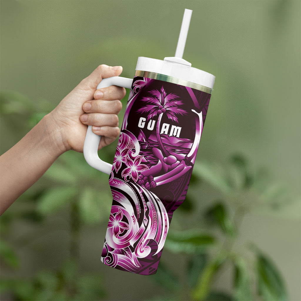 Kulot Di Rosa Guam Chamorro Tumbler With Handle Guahan Seal Tattoo LT14 - Polynesian Pride