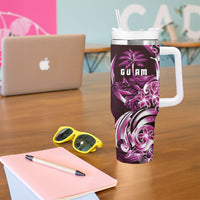 Kulot Di Rosa Guam Chamorro Tumbler With Handle Guahan Seal Tattoo LT14 - Polynesian Pride