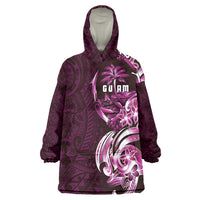 Kulot Di Rosa Guam Chamorro Wearable Blanket Hoodie Guahan Seal Tattoo LT14 One Size Pink - Polynesian Pride