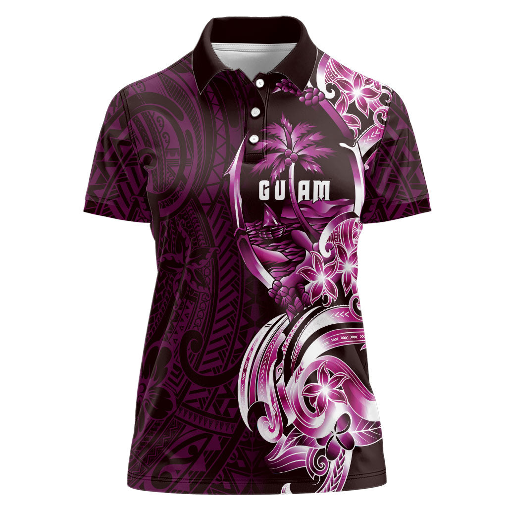 Kulot Di Rosa Guam Chamorro Women Polo Shirt Guahan Seal Tattoo LT14 Female Pink - Polynesian Pride