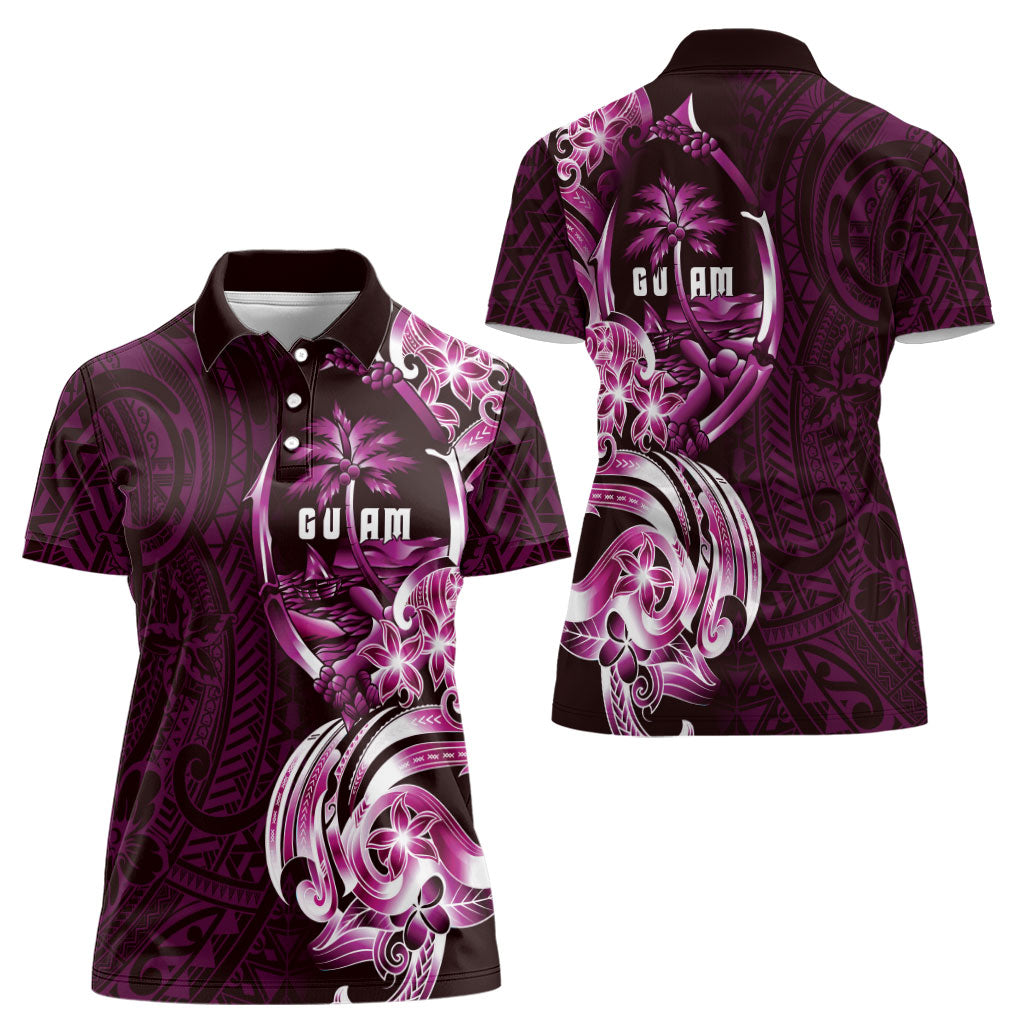 Kulot Di Rosa Guam Chamorro Women Polo Shirt Guahan Seal Tattoo LT14 - Polynesian Pride