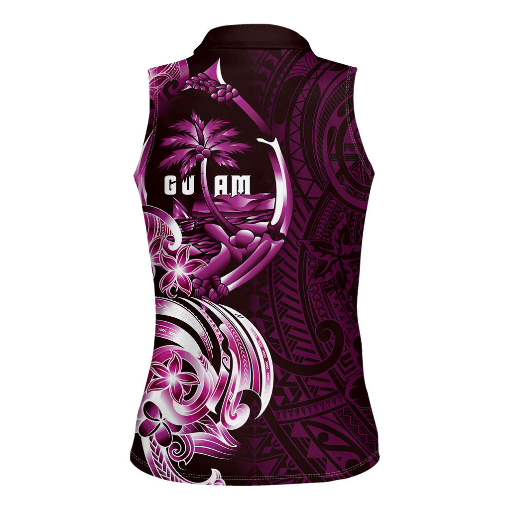 Kulot Di Rosa Guam Chamorro Women Sleeveless Polo Shirt Guahan Seal Tattoo LT14 - Polynesian Pride