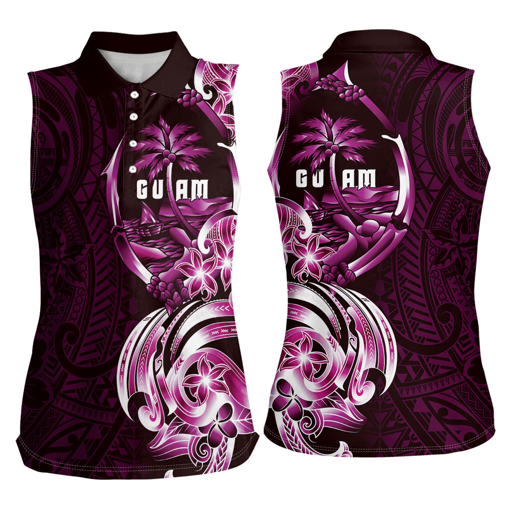 Kulot Di Rosa Guam Chamorro Women Sleeveless Polo Shirt Guahan Seal Tattoo LT14 - Polynesian Pride