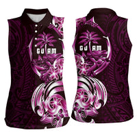 Kulot Di Rosa Guam Chamorro Women Sleeveless Polo Shirt Guahan Seal Tattoo LT14 - Polynesian Pride