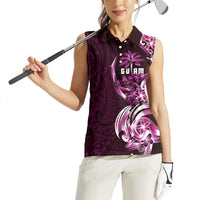 Kulot Di Rosa Guam Chamorro Women Sleeveless Polo Shirt Guahan Seal Tattoo LT14 - Polynesian Pride