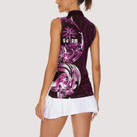 Kulot Di Rosa Guam Chamorro Women Sleeveless Polo Shirt Guahan Seal Tattoo LT14 - Polynesian Pride