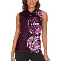 Kulot Di Rosa Guam Chamorro Women Sleeveless Polo Shirt Guahan Seal Tattoo LT14 - Polynesian Pride