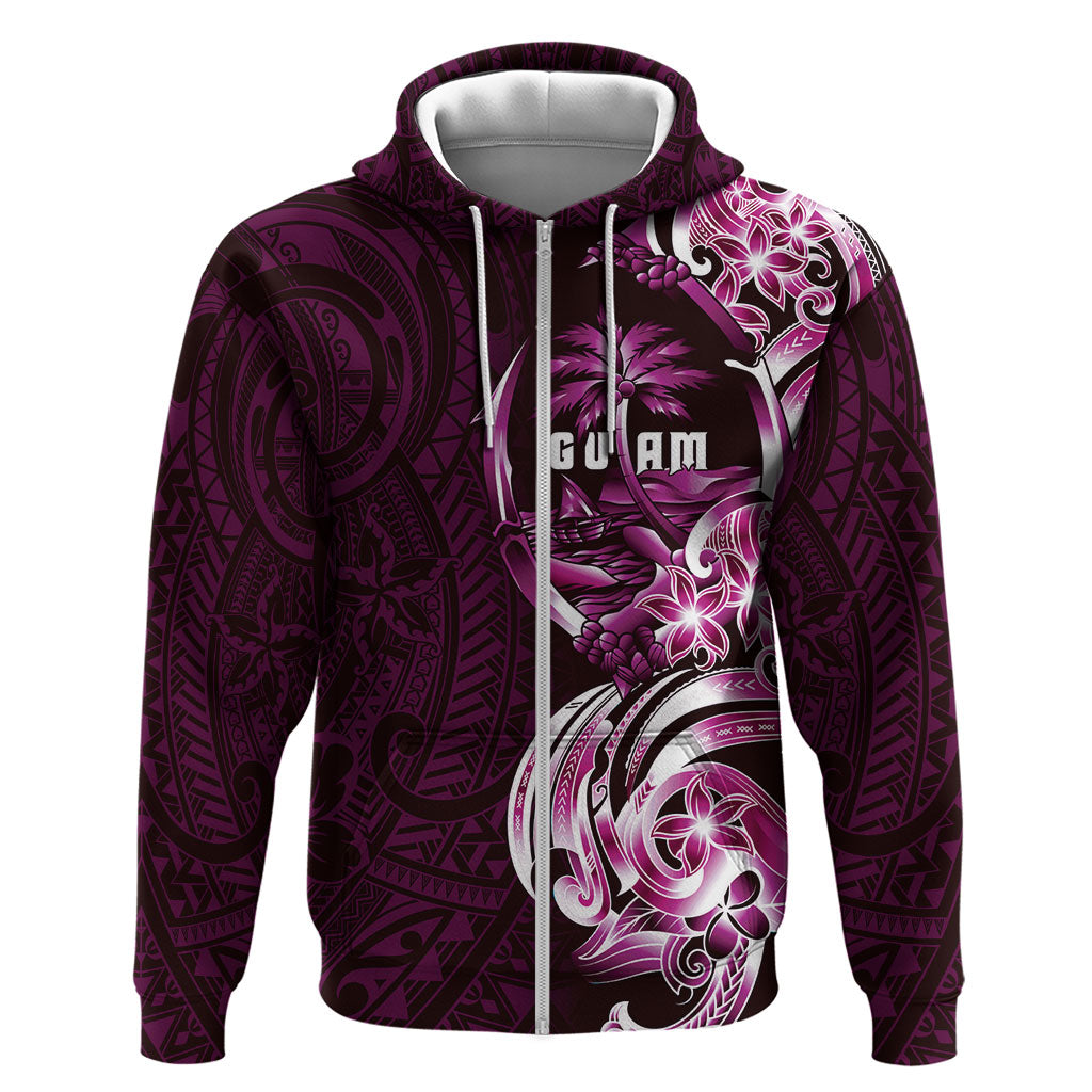 Kulot Di Rosa Guam Chamorro Zip Hoodie Guahan Seal Tattoo LT14 Zip Hoodie Pink - Polynesian Pride
