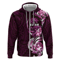 Kulot Di Rosa Guam Chamorro Zip Hoodie Guahan Seal Tattoo LT14 Zip Hoodie Pink - Polynesian Pride
