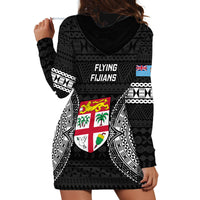 Fiji Rugby Hoodie Dress 2023 Fijian Tapa Pattern World Cup Black LT14 - Polynesian Pride
