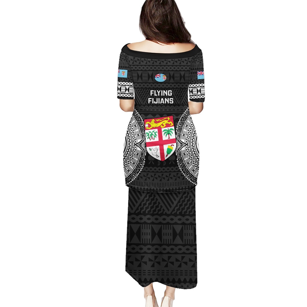 Fiji Rugby Puletasi 2023 Fijian Tapa Pattern World Cup Black LT14 - Polynesian Pride