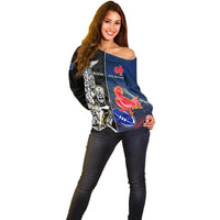 New Zealand And France Rugby Off Shoulder Sweater All Black With Les Bleus Together 2023 World Cup LT14 - Polynesian Pride