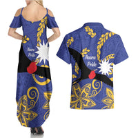 Nauru Angam Day Couples Matching Summer Maxi Dress and Hawaiian Shirt Naoero Frigate Bird Polynesian Pattern LT14 - Polynesian Pride