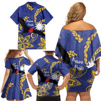 Nauru Angam Day Family Matching Off Shoulder Short Dress and Hawaiian Shirt Naoero Frigate Bird Polynesian Pattern LT14 - Polynesian Pride