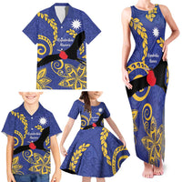 Nauru Angam Day Family Matching Tank Maxi Dress and Hawaiian Shirt Naoero Frigate Bird Polynesian Pattern LT14 - Polynesian Pride