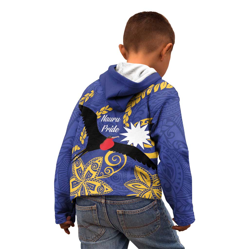 Nauru Angam Day Kid Hoodie Naoero Frigate Bird Polynesian Pattern