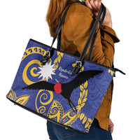 Nauru Angam Day Leather Tote Bag Naoero Frigate Bird Polynesian Pattern LT14 - Polynesian Pride