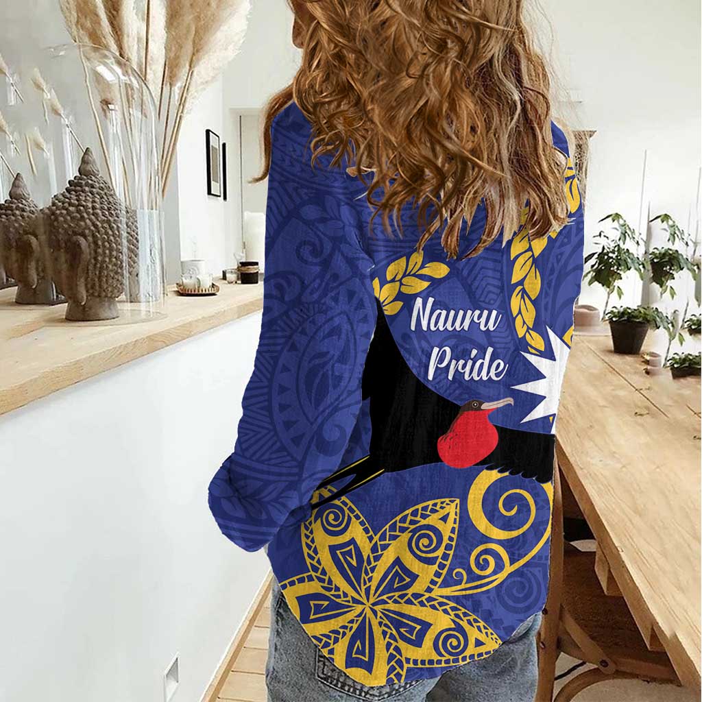 Nauru Angam Day Women Casual Shirt Naoero Frigate Bird Polynesian Pattern LT14 - Polynesian Pride