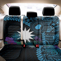 Blue Nauru Back Car Seat Cover Naoero Map With Polynesian Tropical Flowers LT14 - Polynesian Pride